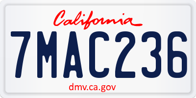 CA license plate 7MAC236