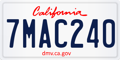 CA license plate 7MAC240