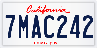 CA license plate 7MAC242