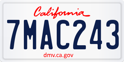 CA license plate 7MAC243