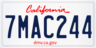 CA license plate 7MAC244