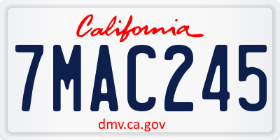 CA license plate 7MAC245