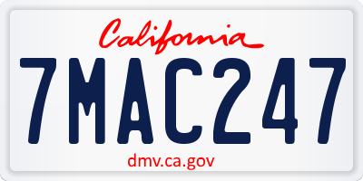 CA license plate 7MAC247