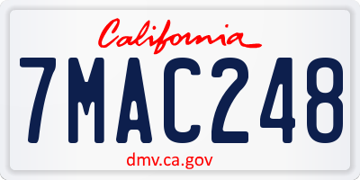 CA license plate 7MAC248