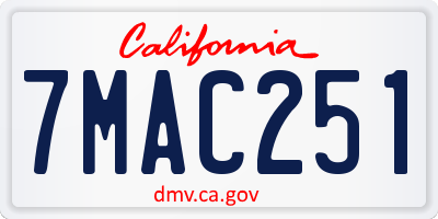 CA license plate 7MAC251
