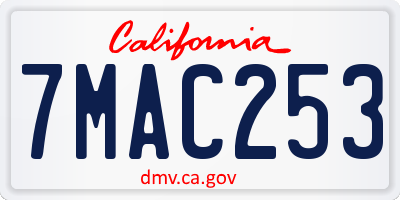 CA license plate 7MAC253