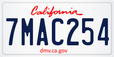CA license plate 7MAC254