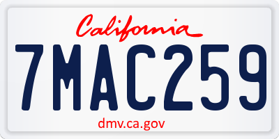 CA license plate 7MAC259