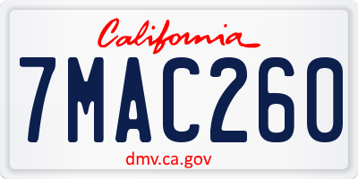 CA license plate 7MAC260