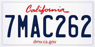 CA license plate 7MAC262