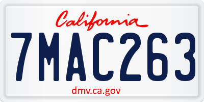 CA license plate 7MAC263