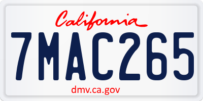CA license plate 7MAC265
