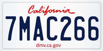 CA license plate 7MAC266