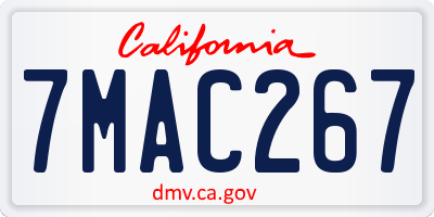 CA license plate 7MAC267