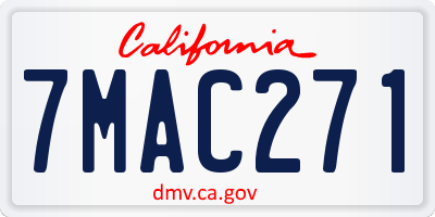 CA license plate 7MAC271