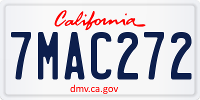 CA license plate 7MAC272