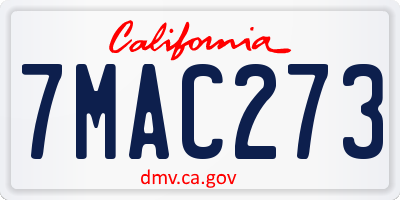 CA license plate 7MAC273