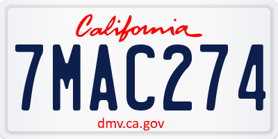 CA license plate 7MAC274