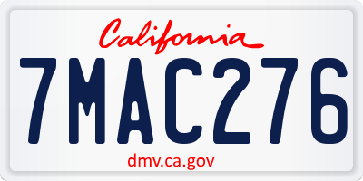 CA license plate 7MAC276