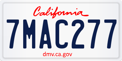 CA license plate 7MAC277