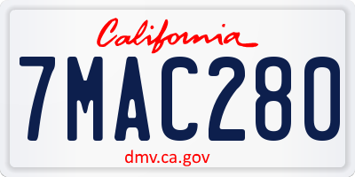 CA license plate 7MAC280