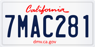 CA license plate 7MAC281