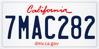 CA license plate 7MAC282