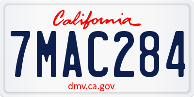 CA license plate 7MAC284