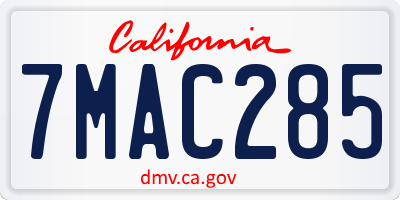 CA license plate 7MAC285