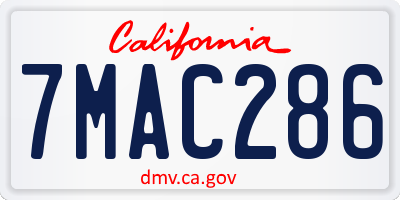 CA license plate 7MAC286