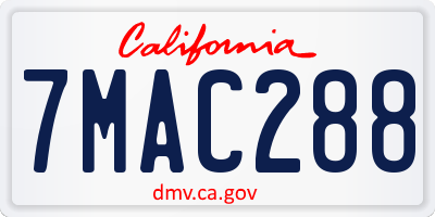 CA license plate 7MAC288