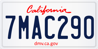 CA license plate 7MAC290