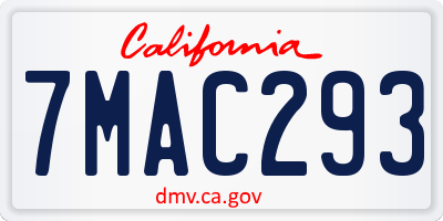 CA license plate 7MAC293