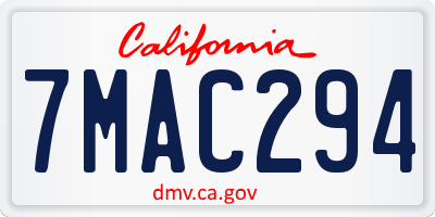 CA license plate 7MAC294