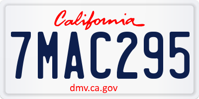 CA license plate 7MAC295