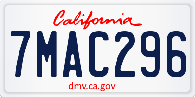 CA license plate 7MAC296