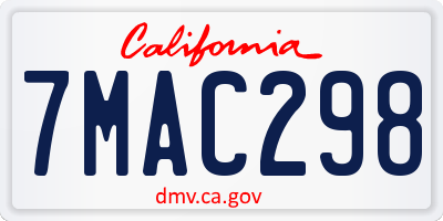 CA license plate 7MAC298