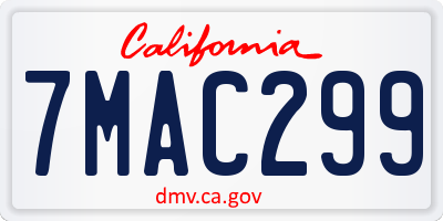 CA license plate 7MAC299