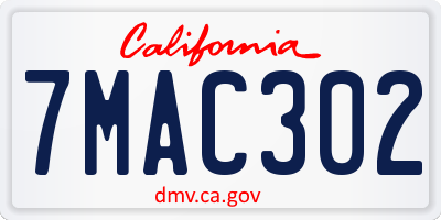 CA license plate 7MAC302