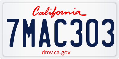 CA license plate 7MAC303