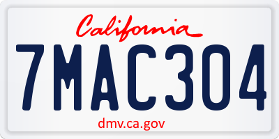 CA license plate 7MAC304