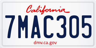 CA license plate 7MAC305