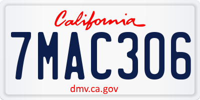 CA license plate 7MAC306