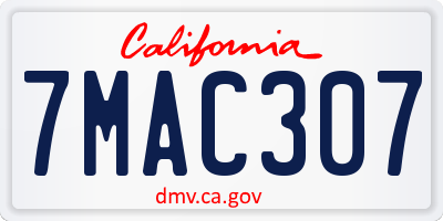 CA license plate 7MAC307