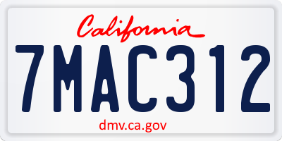 CA license plate 7MAC312