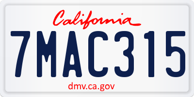 CA license plate 7MAC315