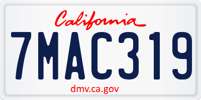 CA license plate 7MAC319