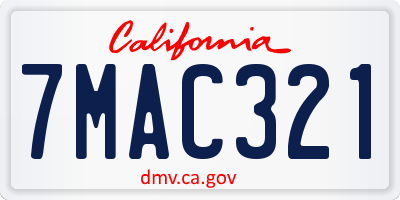 CA license plate 7MAC321