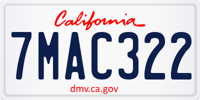 CA license plate 7MAC322