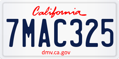 CA license plate 7MAC325